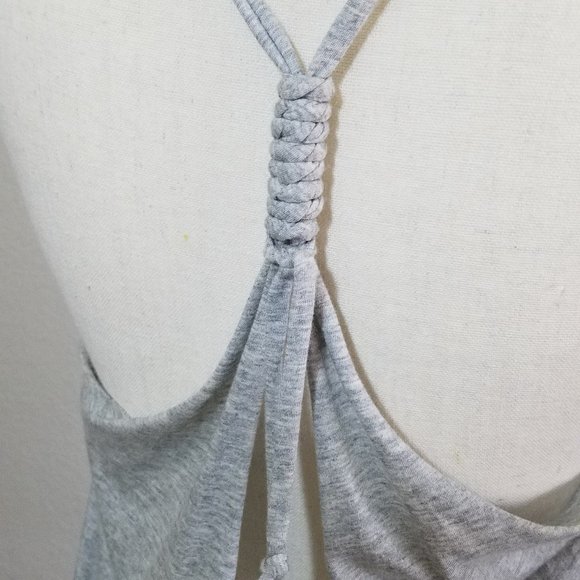 Tank Top Juniors Medium Gray Racer Back Sleeveless Womens Flag Patriotic Fringe - Picture 5 of 5